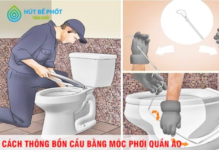 thông bồn cầu bằng móc áo